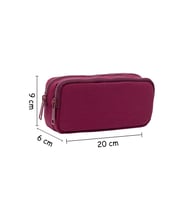 Nemo Bags Su Geçirmez Kalemlik Krinkıl Kumaş Çift Bölmeli Kalem Kutusu (Bordo)