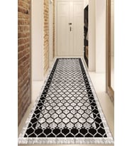 Dijital Baskılı Kaymaz Taban Yıkanabilir Modern Yolluk Ve Koridor Halısı NDU-HS-207 (Gri)