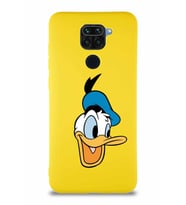 Xiaomi Redmi Note 9 Soft Premier Kapak Donald Duck-A Tasarımlı Silikon Kılıf - Sarı (Şeffaf)