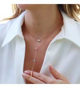Göz Trend Rose Gold Kaplama Gümüş Kolye