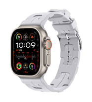 Apple Watch Ultra 49mm Uyumlu Kordon Silikon Yumuşak Esnek Metal Klipsli KRD-92 Kayış (Açık Mavi)