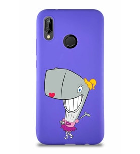 Huawei P20 Lite Soft Premier Kapak Pearl Yengeç Tasarımlı Silikon Kılıf - Mor (Şeffaf)