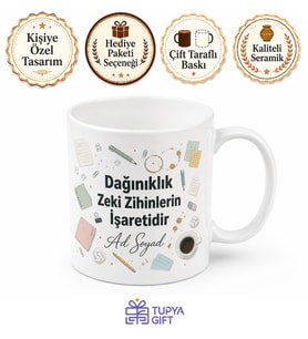 İsme Özel Dağınıklık Tasarım İşareti Yazılı Kupa Bardak Hediye