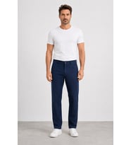 Erkek Yan Cep Esnek Tensel Kot Pantolon 2184-Mavi