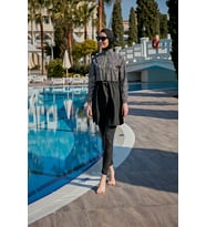 Remsa Hande Sade Tam Kapalı Tesettür Mayo RMS-R118-26 Siyah