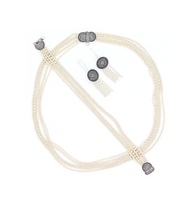Sıralı Toplu 925 Ayar Gümüş Bayan Hasır Üçlü Set 201022603