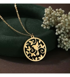 Tasarım Desen Detaylı Kuş Kolye 925K Gümüş (Gold)