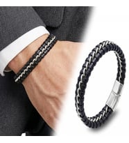 Moncuk Design Zincir Model Çelik Ve Deri Bileklik 33514B2D1