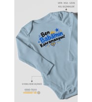 Ben Babamın Kahramanıyım Uzun Kollu Bebek Body %100 Pamuk