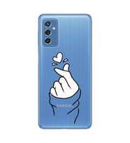 Samsung Galaxy M52 Uyumlu Kalp Desenli Şeffaf Telefon Kılıfı