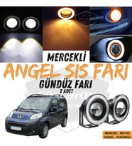 Peugeot Bipper 2008-2022 Uyumlu Mercekli Angel Sis Farı Metal 76 mm Turuncu Halkalı Gündüz Farı 2 Ad