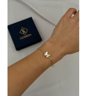 VIP Sedef Kelebek Detaylı Gold Ayarlanabilir Bileklik