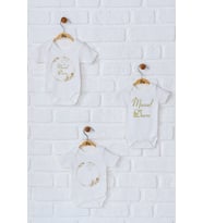 Pia Baby Premium %100 Pamuk İsme Özel Organik Baskılı Üçlü Set Çıtçıtlı Bebek Body Zıbın Modelleri 5080-18 (Ekru)