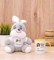 Kişiye Özel Ruh Eşimi Nasıl Bulayım Esprili Peluş Tavşan ve Sarı Kupa