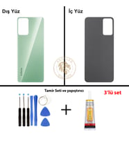 Infinix Hot 12 Yeşil Uyumlu Arka Kapak + Yapıştırıcı ve Vida Seti Arka Cam Batarya Pil Kapağı