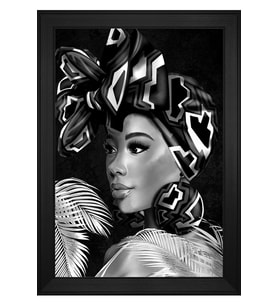 Kadın Motifli Kanvas Tablo 80 x 110 cm Siyah Çerçeve