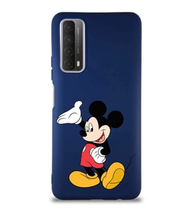 Huawei P Smart 2021 Soft Premier Kapak Mickey Mouse-C Tasarımlı Silikon Kılıf - Lacivert (Şeffaf)