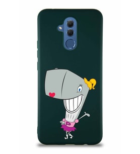 Huawei Mate 20 Lite Soft Premier Kapak Pearl Yengeç Tasarımlı Silikon Kılıf - Yeşil (Şeffaf)