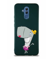 Huawei Mate 20 Lite Soft Premier Kapak Pearl Yengeç Tasarımlı Silikon Kılıf - Yeşil (Şeffaf)