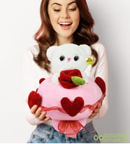 Peluş Ayıcık Sevgi Buketi (Beyaz-Pembe)