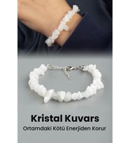 Kristal Kuvars Doğal Kırık Taş Zincir Kapamalı Bileklik