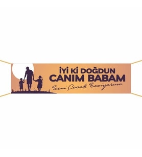 Doğum Günü Pankartı (Babacığım) -8 75x300 cm (Çok Renkli)