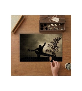 Zeytin Ağacı ve Erkek Silüeti Tasarımı 240 parça Ahşap Puzzle Ahşap Kutuda MP00034