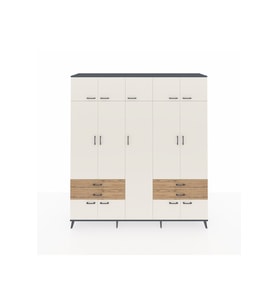 Hyperion Dolap 12 Raflı 4 Çekmeceli 2 Askılı 220x44x243 Antrasit-Aytaşı/Çam