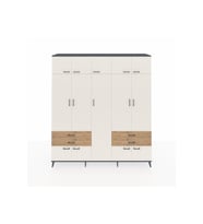 Hyperion Dolap 12 Raflı 4 Çekmeceli 2 Askılı 220x44x243 Antrasit-Aytaşı/Çam