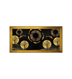 Soyut Şekiller Motifli Kanvas Tablo 80 x 110 cm Gold Çerçeve