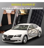 Skoda SuperB Siyah Renk Tay Tüyü Cepli & Terletmez Sırtlı Oto Koltuk Minder Seti - Koltuk Koruma Kılıfı (ÖN & ARKA TAM SET)