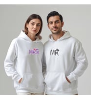 Sevgililer Günü Özel Kombin, 2 Ürün Kapüşonlu Hoodie Sweatshirt (Beyaz)