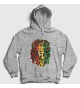 Presmono Unisex Gri Lion Bob Marley Kapüşonlu Sweatshirt 265142tt (Gri)