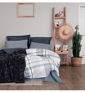 Cotton Box Çift Kişilik Trim Battaniyeli Nevresim Takımı Smooth Siyah