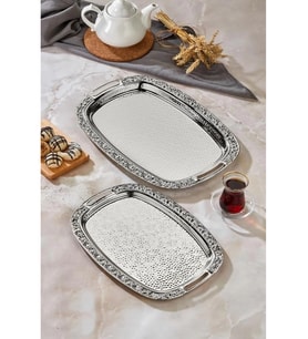 Cooker CKR3566 Çiçek Desenli Sunum Tepsisi 2'li