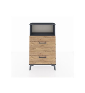 Arges Komodin Tek Raflı 2 Çekmeceli 60x30x106 Antrasit-Çam