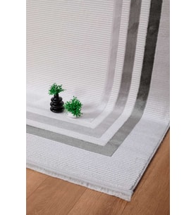 Voyage %100 Akrilik Yumuşak Dokulu Halı Kilim Salon Mutfak Koridor Yolluk Dokuma Makine Halısı (Gri-Beyaz)
