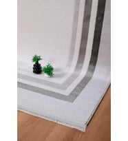 Voyage %100 Akrilik Yumuşak Dokulu Halı Kilim Salon Mutfak Koridor Yolluk Dokuma Makine Halısı (Gri-Beyaz)