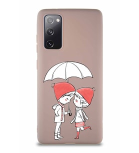 Samsung Galaxy S20 FE Soft Premier Kapak Aşk Tasarımlı Silikon Kılıf - Pudra (Şeffaf)