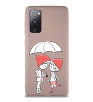 Samsung Galaxy S20 FE Soft Premier Kapak Aşk Tasarımlı Silikon Kılıf - Pudra (Şeffaf)