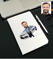 Kişiye Özel Polis Tasarımlı Karikatürlü Beyaz Defter Kalem Seti 118
