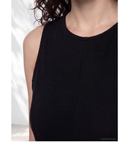 LCW Petite Siyah Bisiklet Yaka Peplum Bluz