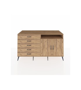 Kronos Konsol 2 Raflı 5 Çekmeceli 2 Kapaklı 176x59x99 Çam-Çam