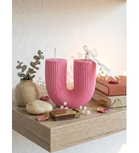 Mumelia Candles Antik Sütun - Doğal Soya Blok Dekoratif Mum - Pembe