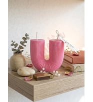 Mumelia Candles Antik Sütun - Doğal Soya Blok Dekoratif Mum - Pembe