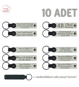 Anneler Günü İçin İsim Yazılı Hatıra Anahtarlık 10’lu Set, Beyaz & Lacivert