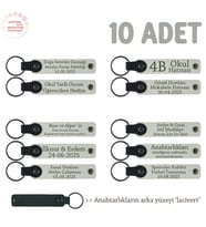 Anneler Günü İçin İsim Yazılı Hatıra Anahtarlık 10’lu Set, Beyaz & Lacivert