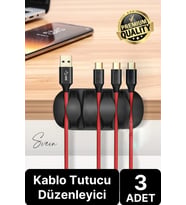 3 Adet 5 Kanallı Kablo Tutucu Sabitleyici Düzenleyici Yapışkanlı Toplayıcı Gizleyici Bant Klips Fiş