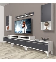 Decoraktiv Ekoflex 270TA Mdf Silver Tv Ünitesi Tv Sehpası - Beyaz Antrasit (Beyaz - Antrasit)