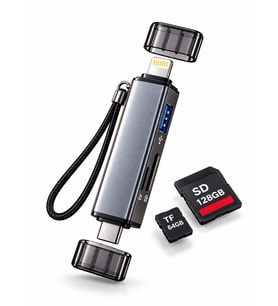 Type-C Lightning Çift Girişli SD TF Kart Okuyucu USB OTG iPhone Android Hafıza Kartı Adaptörü
